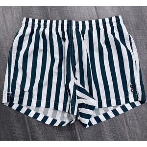 RON DORFF SWIM SHORTS VERTICAL STRIPES White Green Size XS NWOT‎